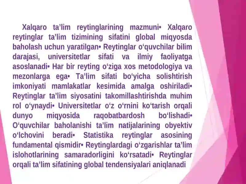 Ta'lim sifati bo‘yicha xalqaro reytinglar (PISA, QS, THE) statistik metodlari 3