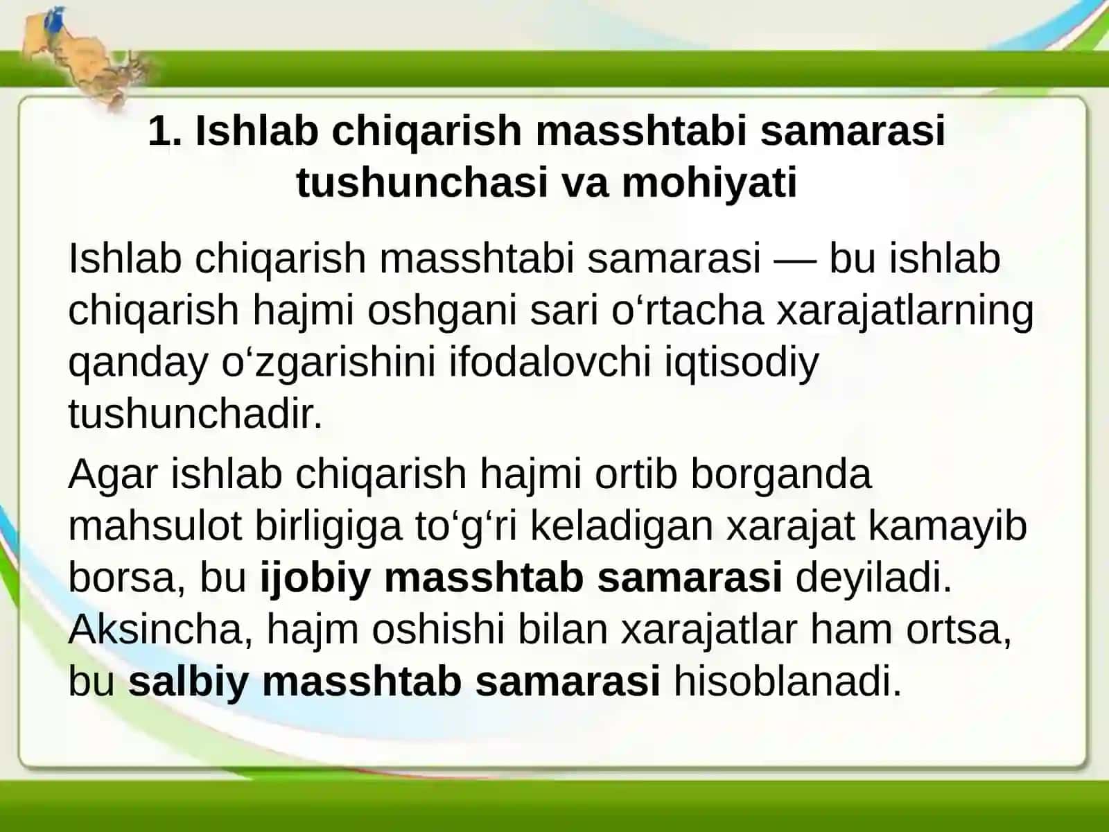 Ishlab chiqarish masshtabi samarasiga ko'ra firmaning  optimal razmerini aniqlash 3