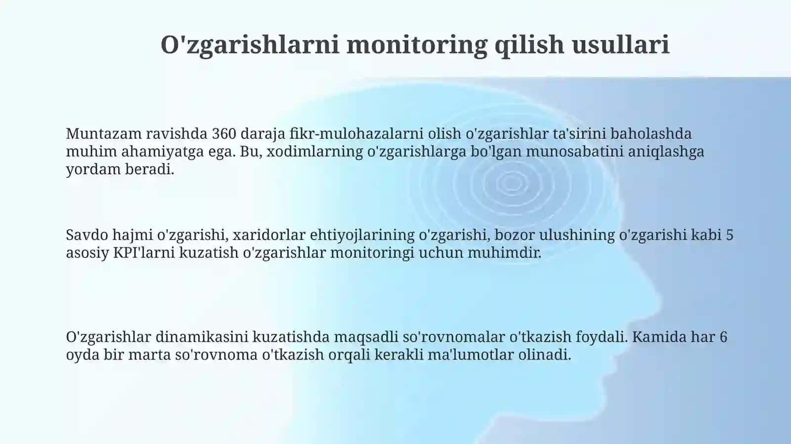 Biznesdagi o‘zgarishlarni kuzatish, tahlil qilish va baholash 3