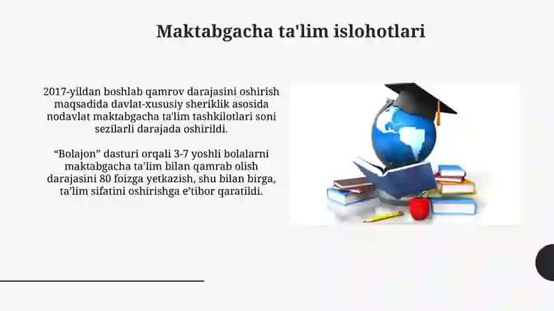 O'zbekiston Respublikasida ta'lim sohasida amalga oshirilgan islohotlar 3