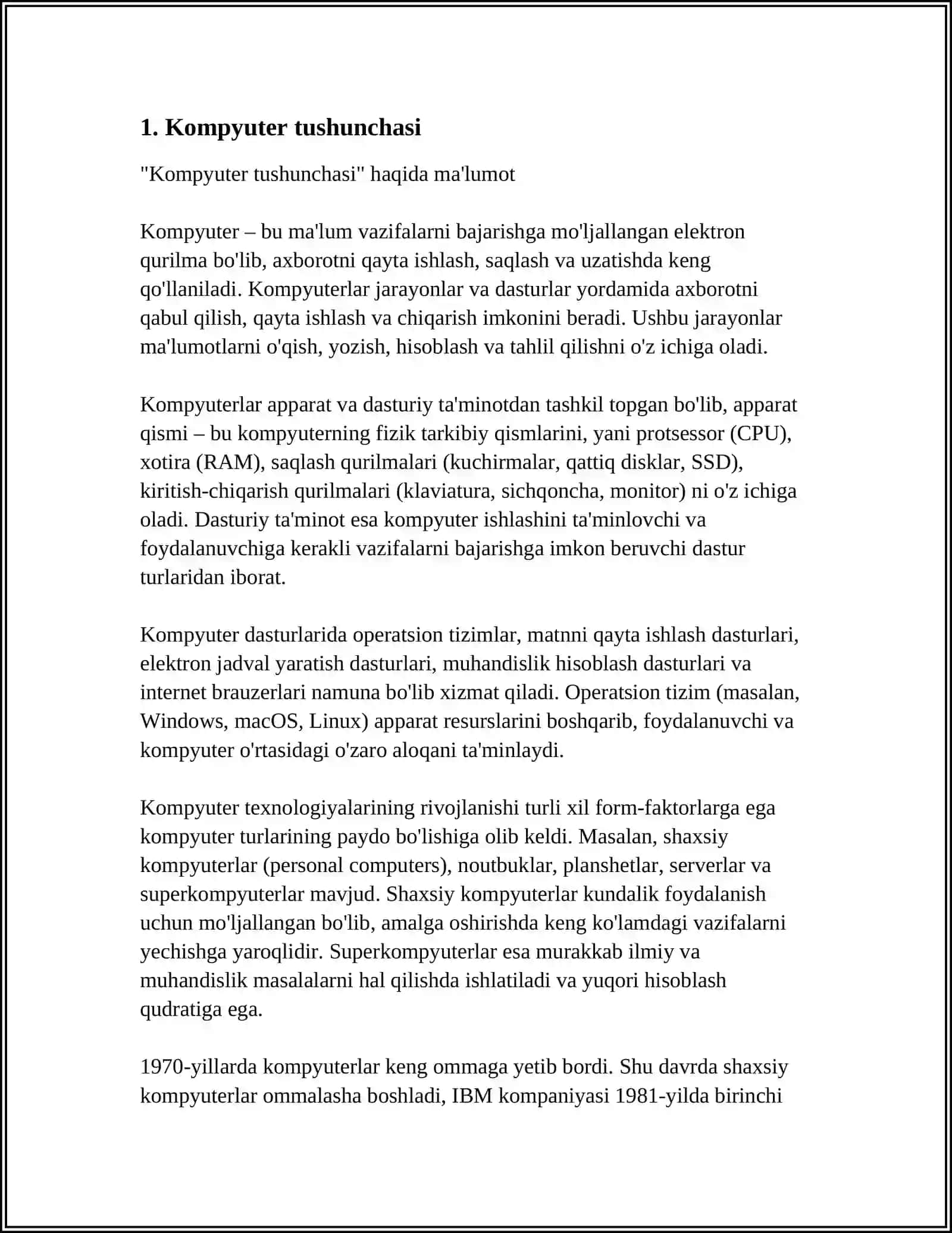 KOMPYUTER TURLARI UNING ASOSIY TUSHUNCHALARI VA TURLARI 3