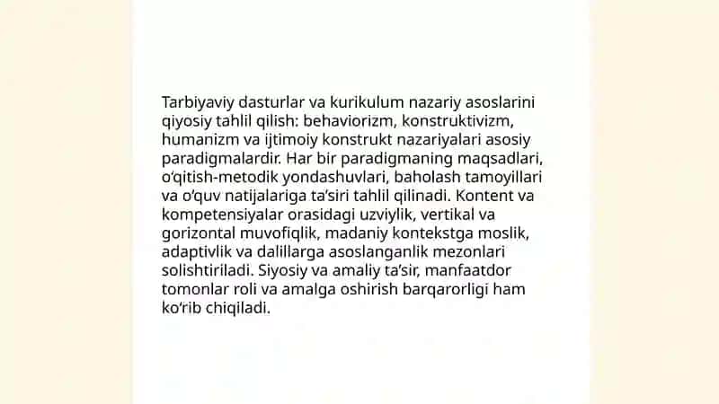 Tarbiyaviy dasturlar dizayni va kurikulum muvofiqligi qiyosiy tahlili 3