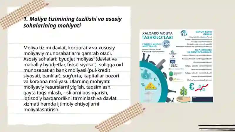 Moliya tizimining sohalari bog'inlari va ularning mohiyati 3