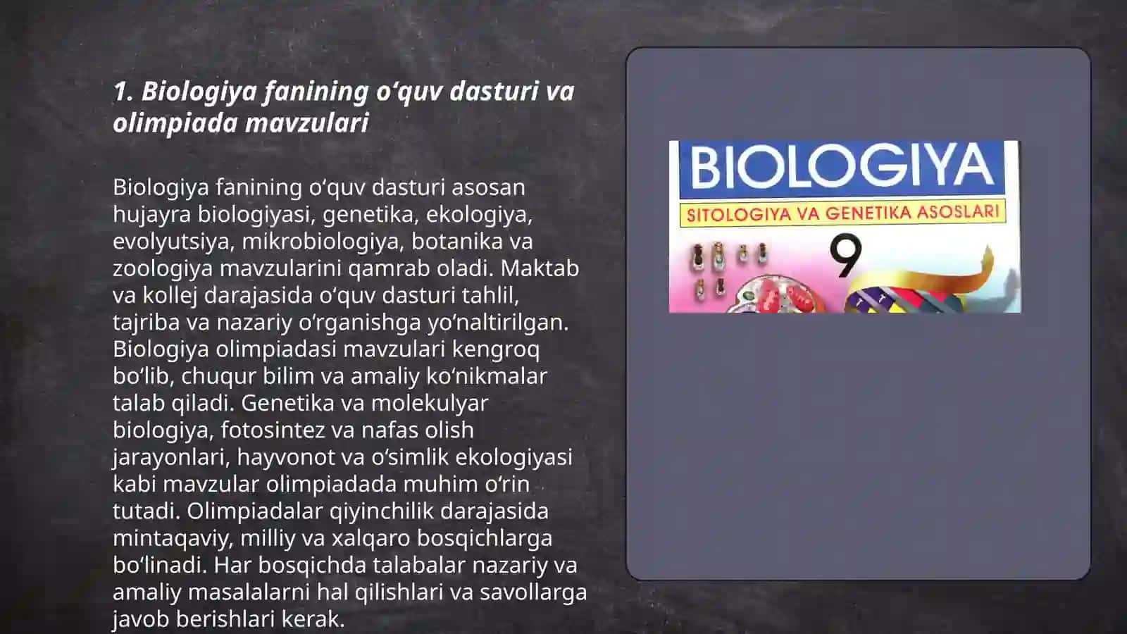 Biologiya fanidan olimpiada oʻtkazish metodikasi 3