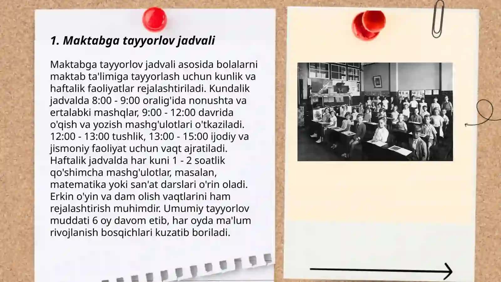 Maktabga tayyorlov jadvali 3