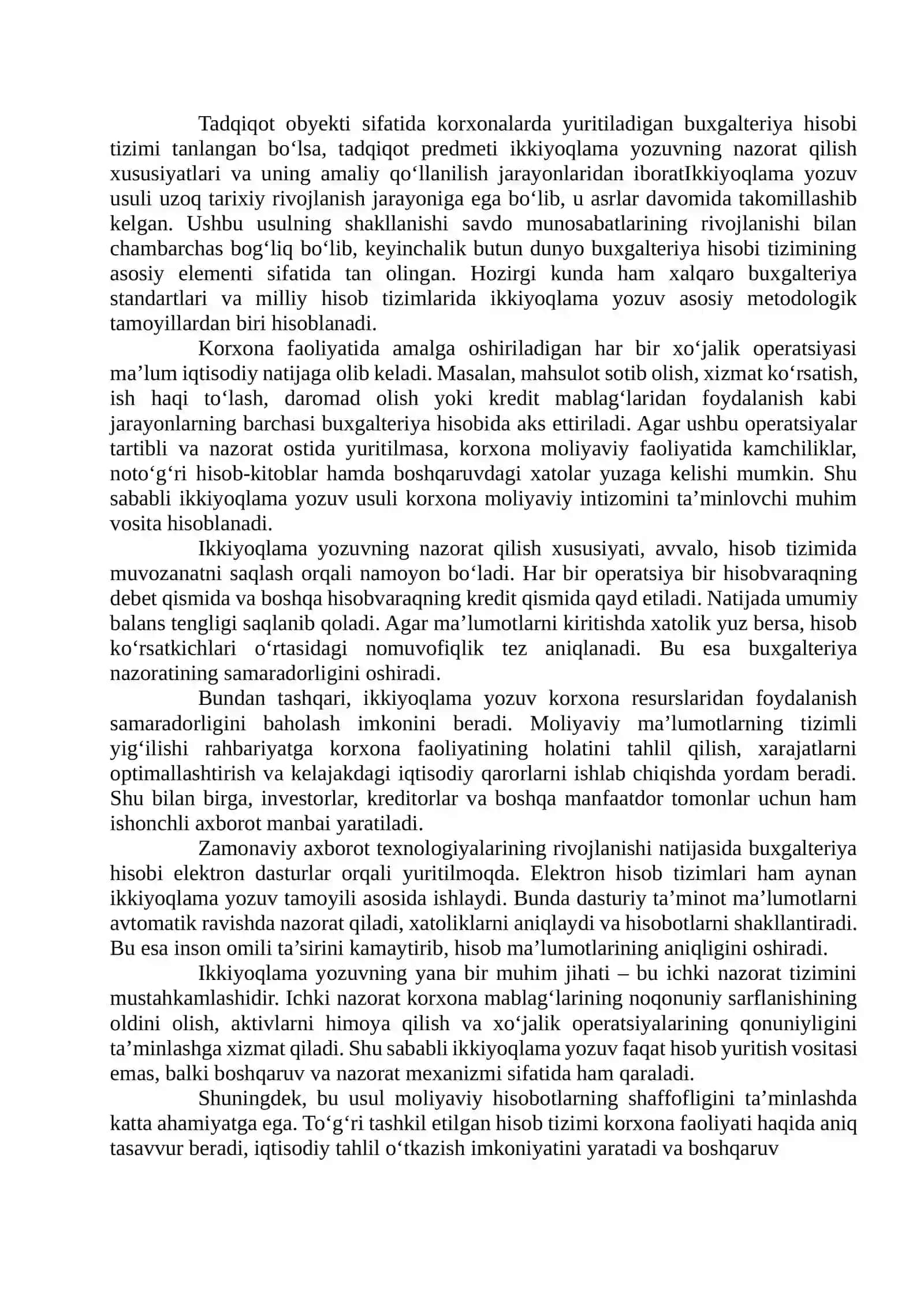 Ikkiyoqlama yozuvning nazorat qilish xususiyatlari 3