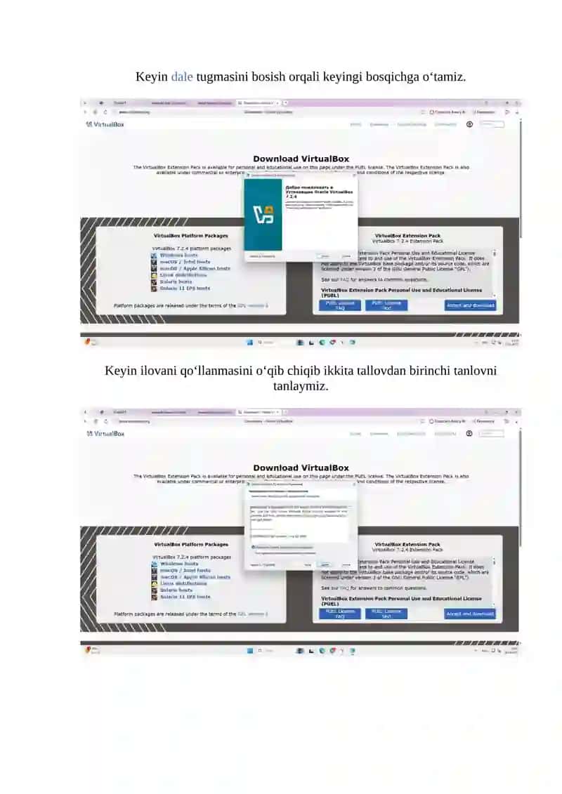 VirtualBox yuklash qoidalari 3
