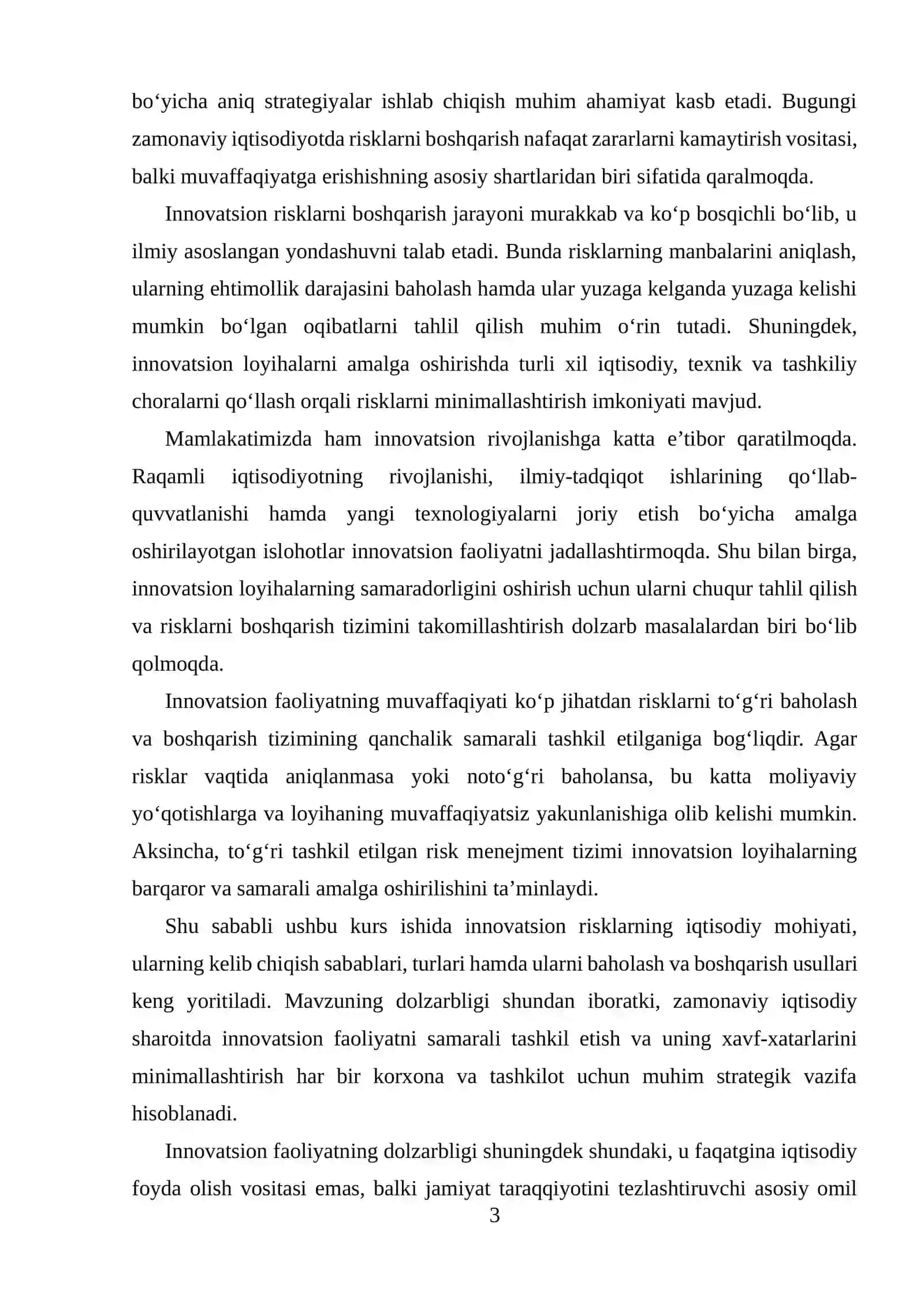 INNOVATSION RISKLARNI BAHOLASH VA BOSHQARISH 3