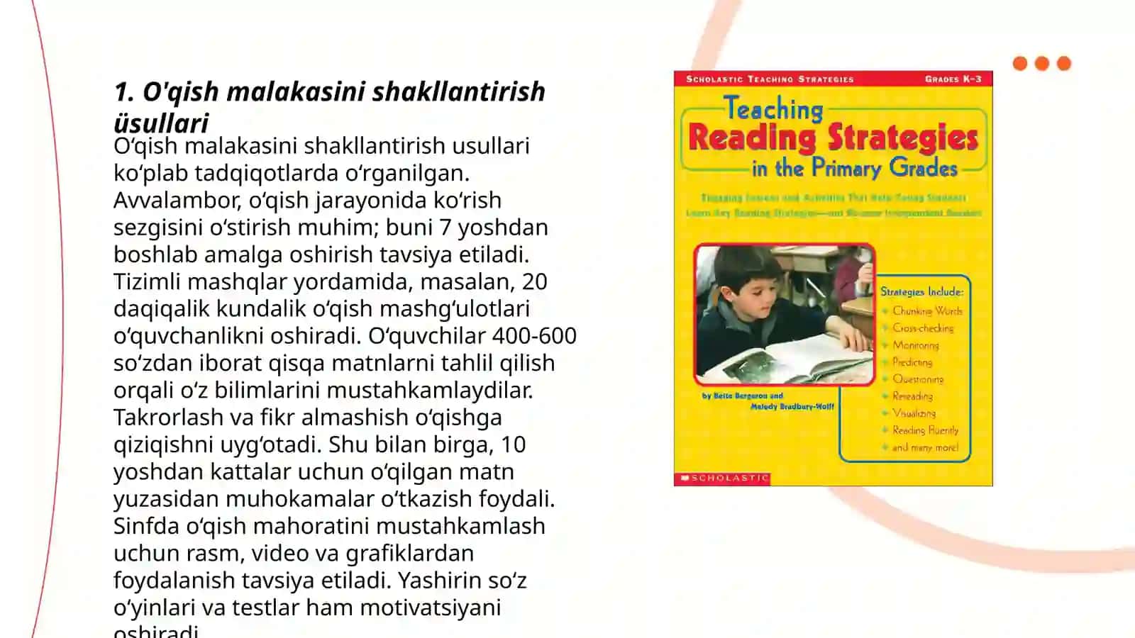 O'qish Malakasini Shakllantirish Üsullari 3
