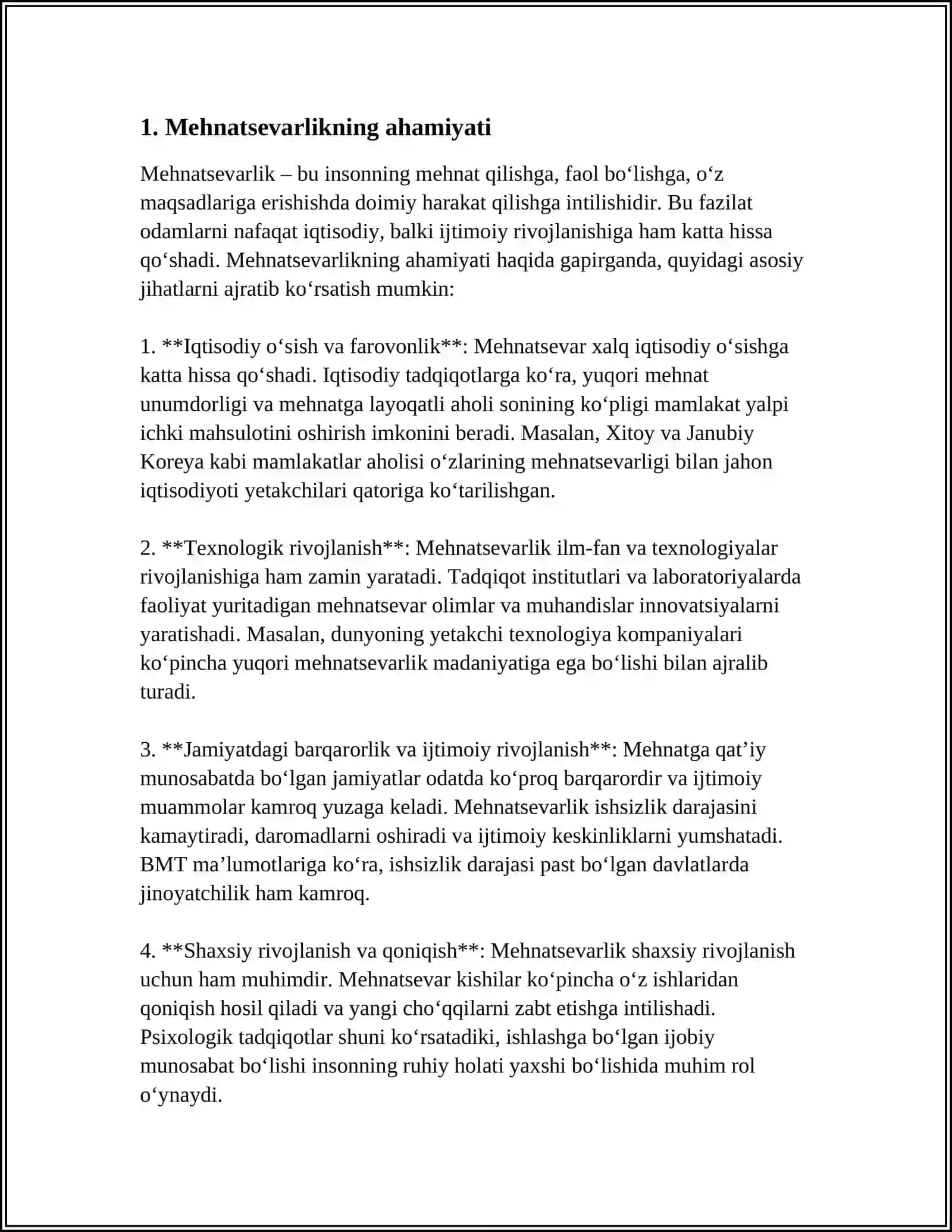 MEHNATSEVARLIK VA TINCHLIKPARVARLIK 3