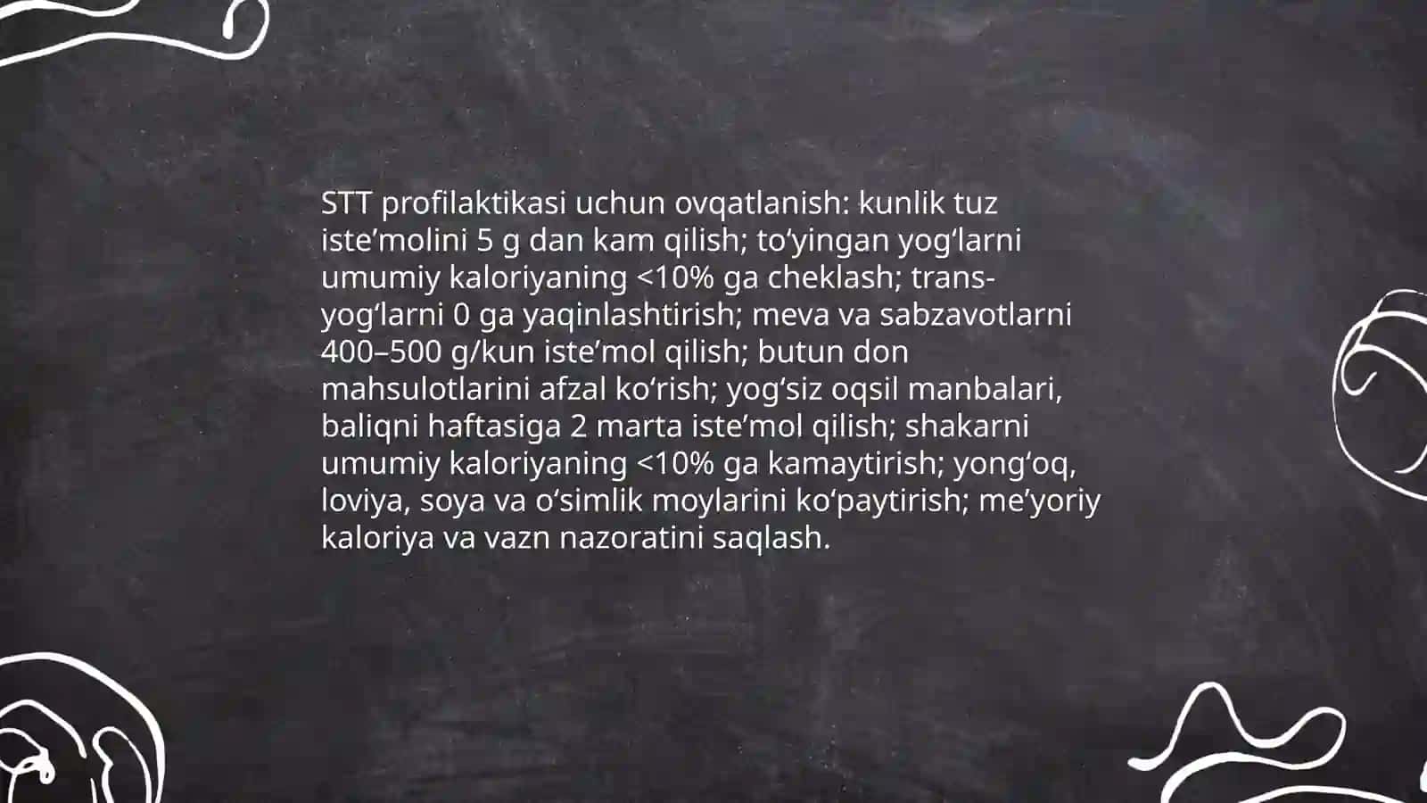 STT va toʻgʻri ovqatlanish boʻyicha tavsiyalar 3