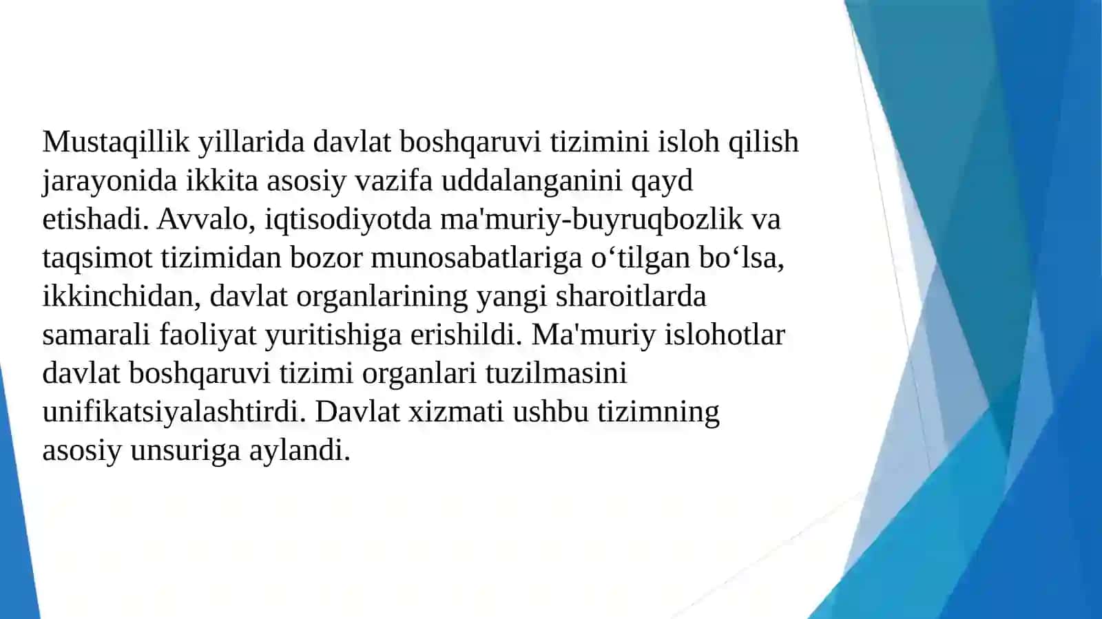 Mustaqillik yillari davlat boshqaruv tizimida amalga oshirilgan islohotlar 3