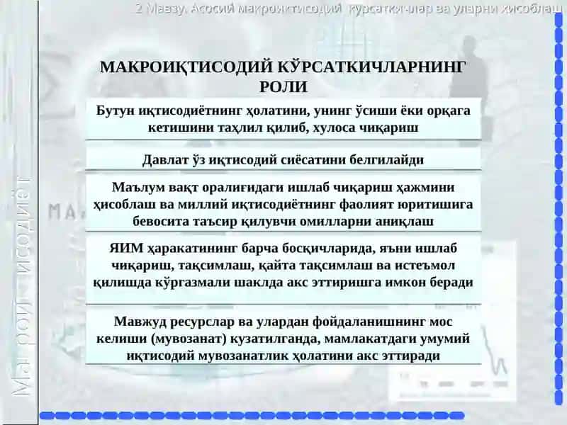 Асосий макроиқтисодий кўрсаткичлар ва уларни ҳисоблаш 3