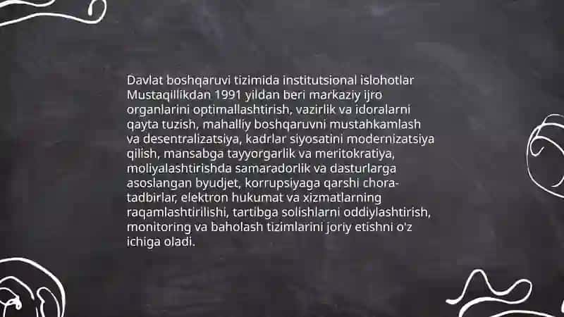 Davlat boshqaruvi tizimida amalga oshirilayotgan islohotlar 3