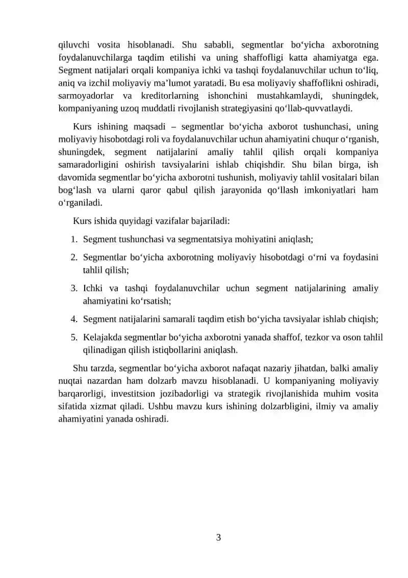 Segmentlar bo‘yicha axborotlarning foydalanuvchilar uchun ahamiyati 3