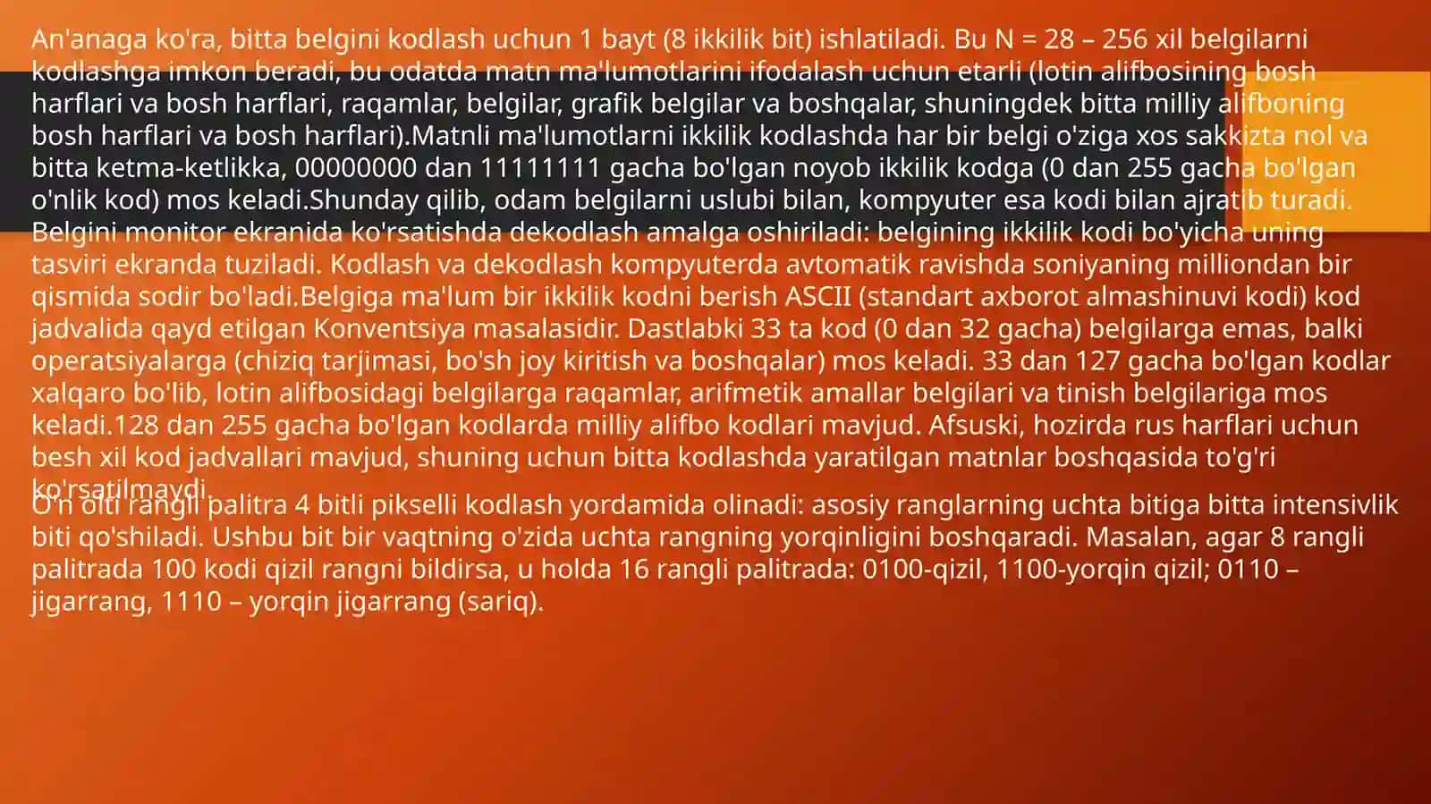 Ma’lumotlarni ikkilik sanoq sistemasida kodlash va dekodlash 3
