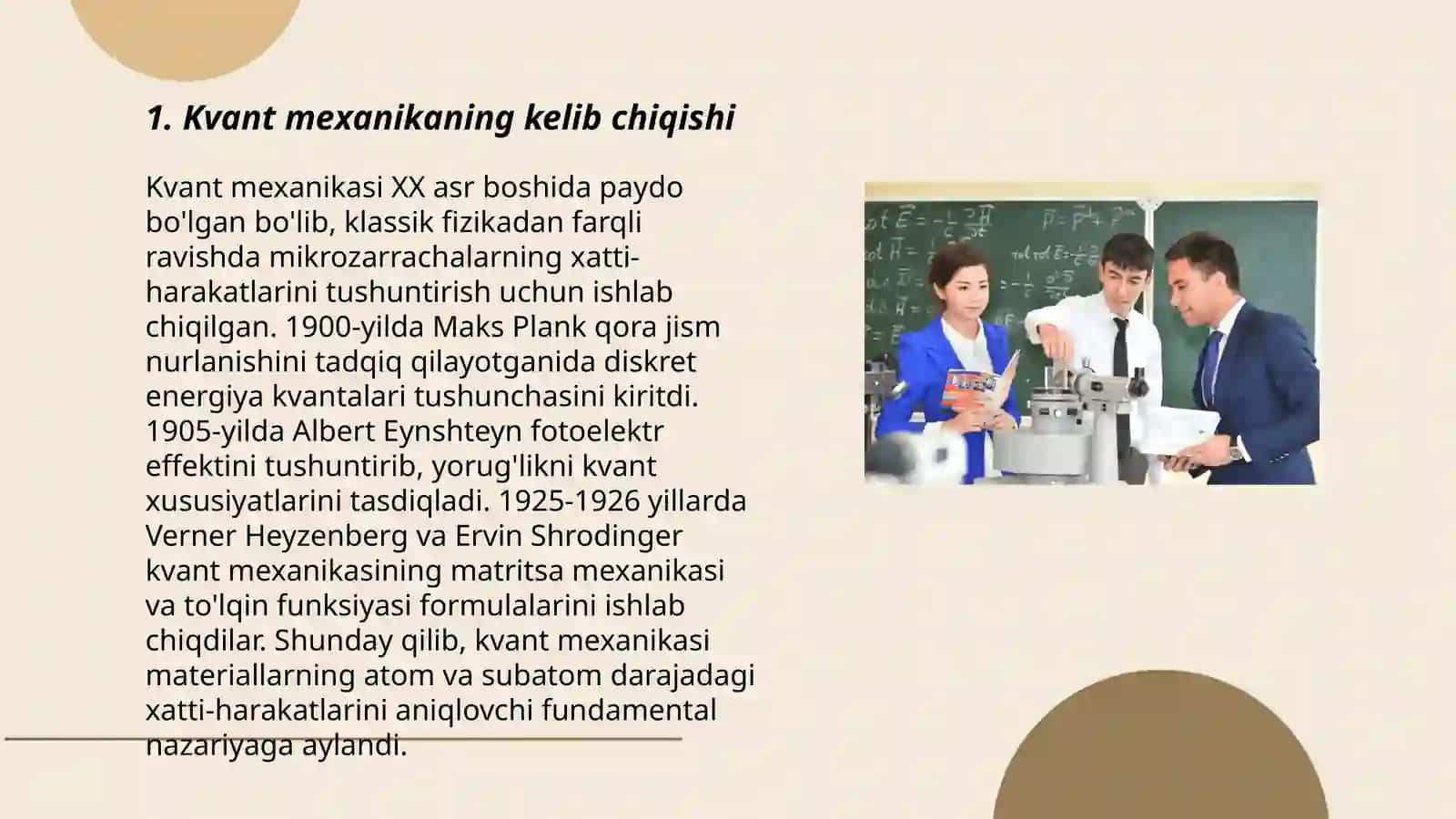 Kvant mexanikaning yaratilishi va kimyoning taraqqiyoti xx asrda kvant mexanika va kvant kimyo 3