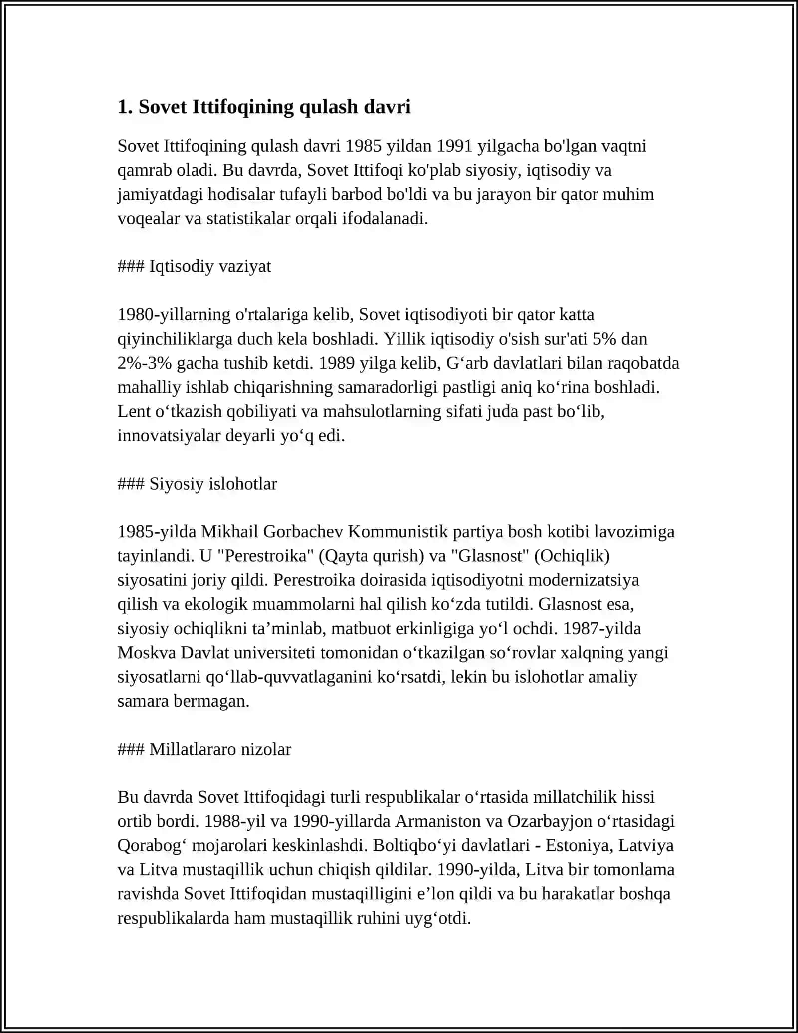 MUSTAQIL OʻZBEKISTON RESPUBLIKASI YARATILISH TARIXI 3