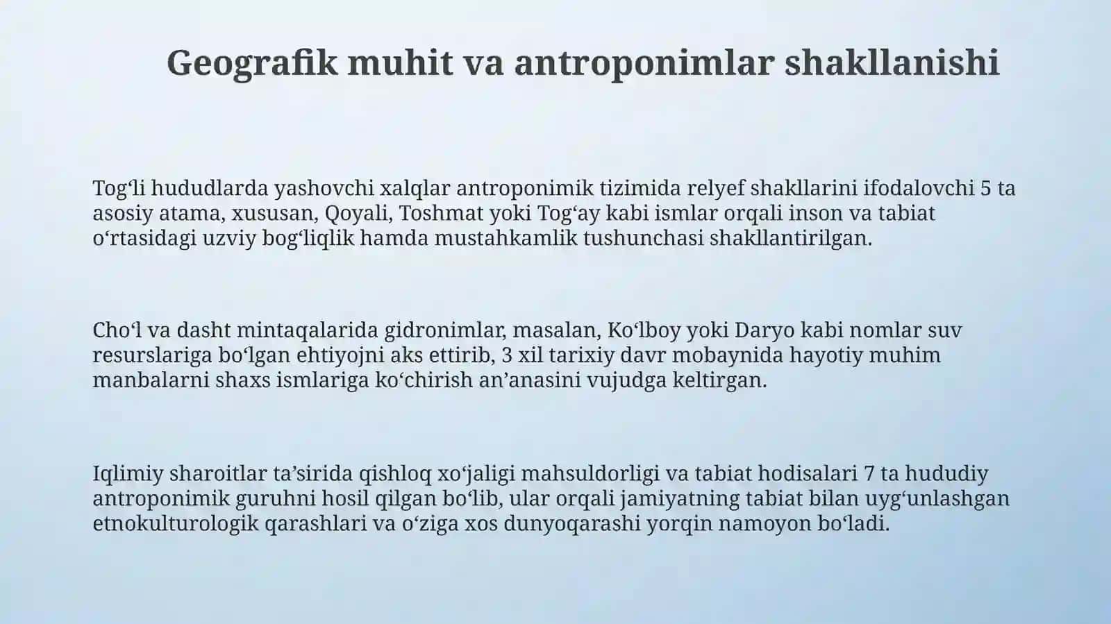 Antroponimlarningshakllanishidatabiiysharoitlarningta’siri 3