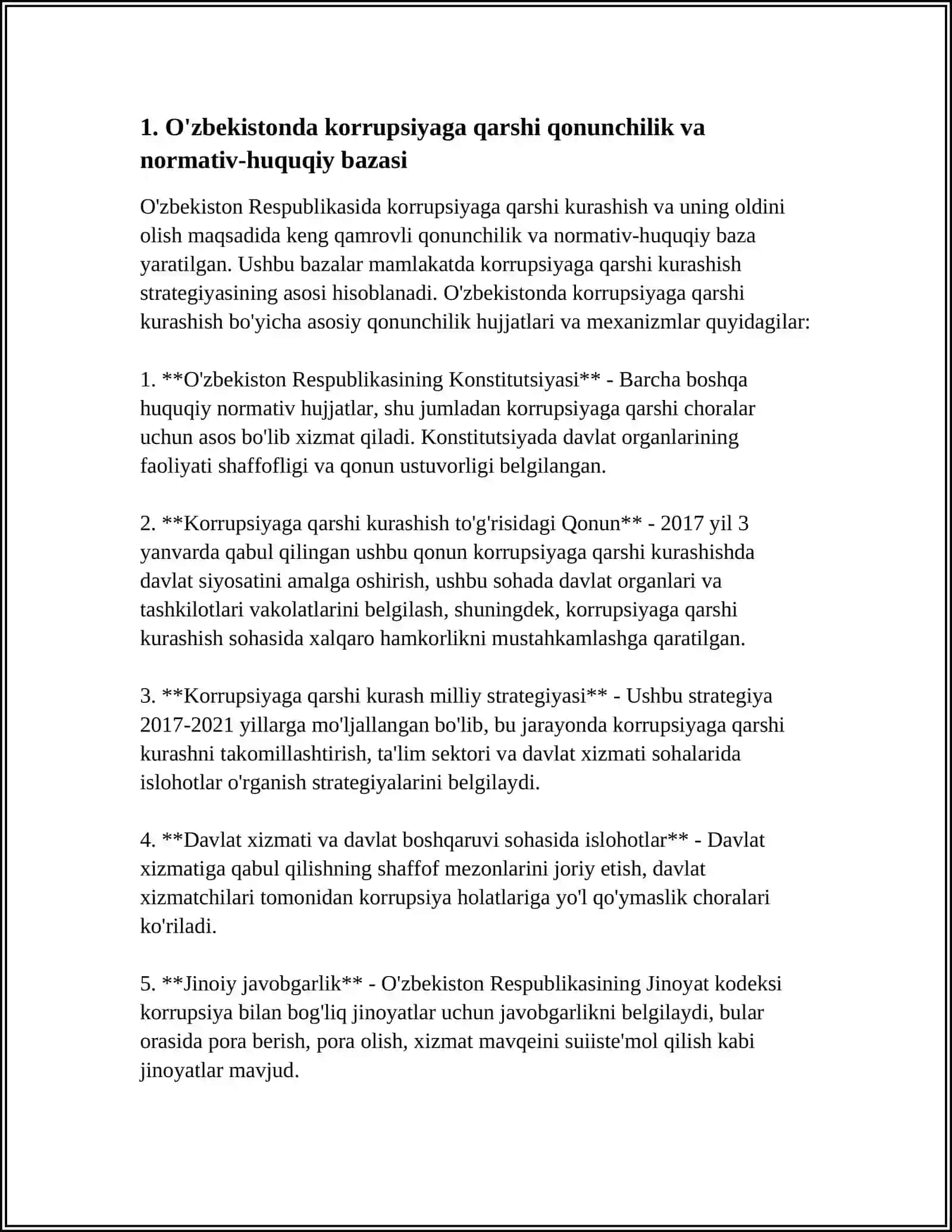 Mavzu: “O’ZBEKISTONDA KORUPSIYAGA QARSHI KURASH MEXANIZMLARI “ 3