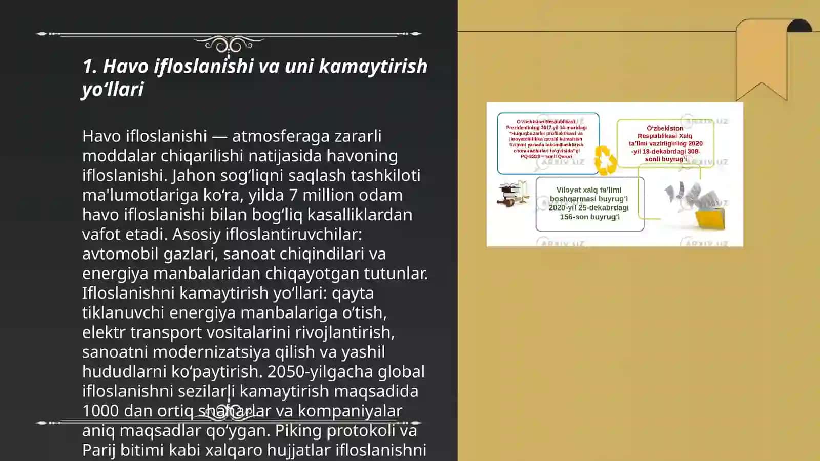 Ekologik muammolar va ularning oldini olish yo'llari 3