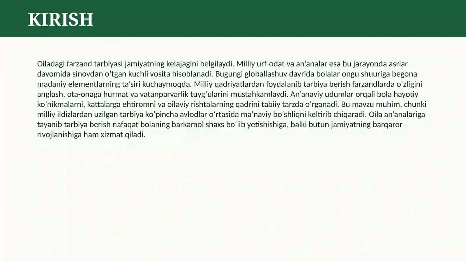 OILADAGI FARZANDLAR TARBIYASIDA MILLIY URF-ODAT VA AN’ANALARDAN FOYDALANISH 3