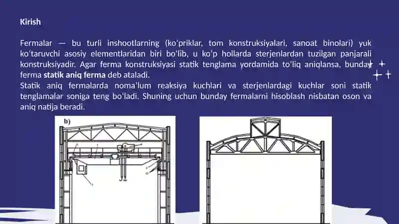 “Statik aniq fermalarni qo’zg’almas yuklar tasirida hisoblash” 3