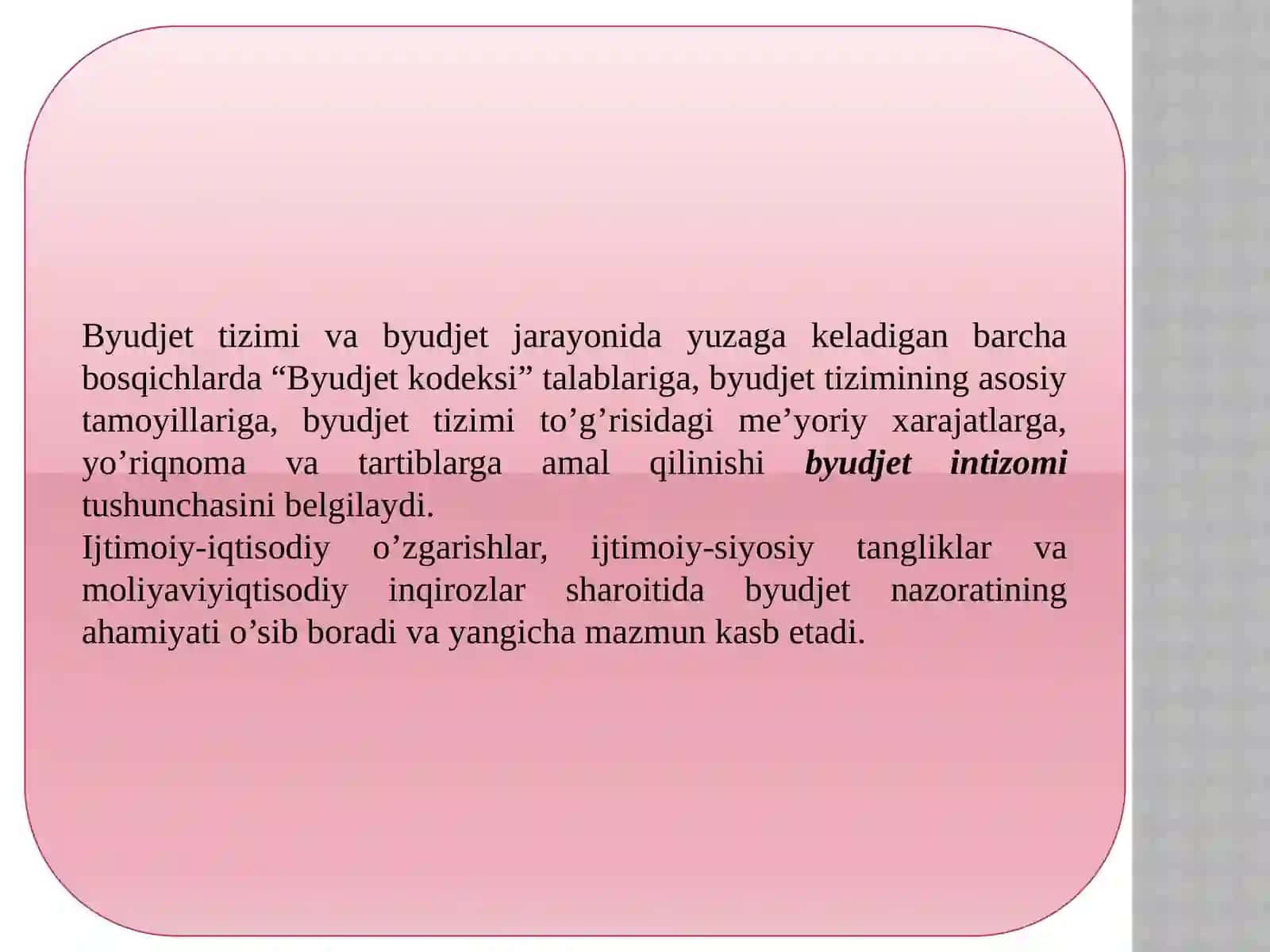Byudjetni tuzish va ijro etish jarayonini nazorat qilish 3