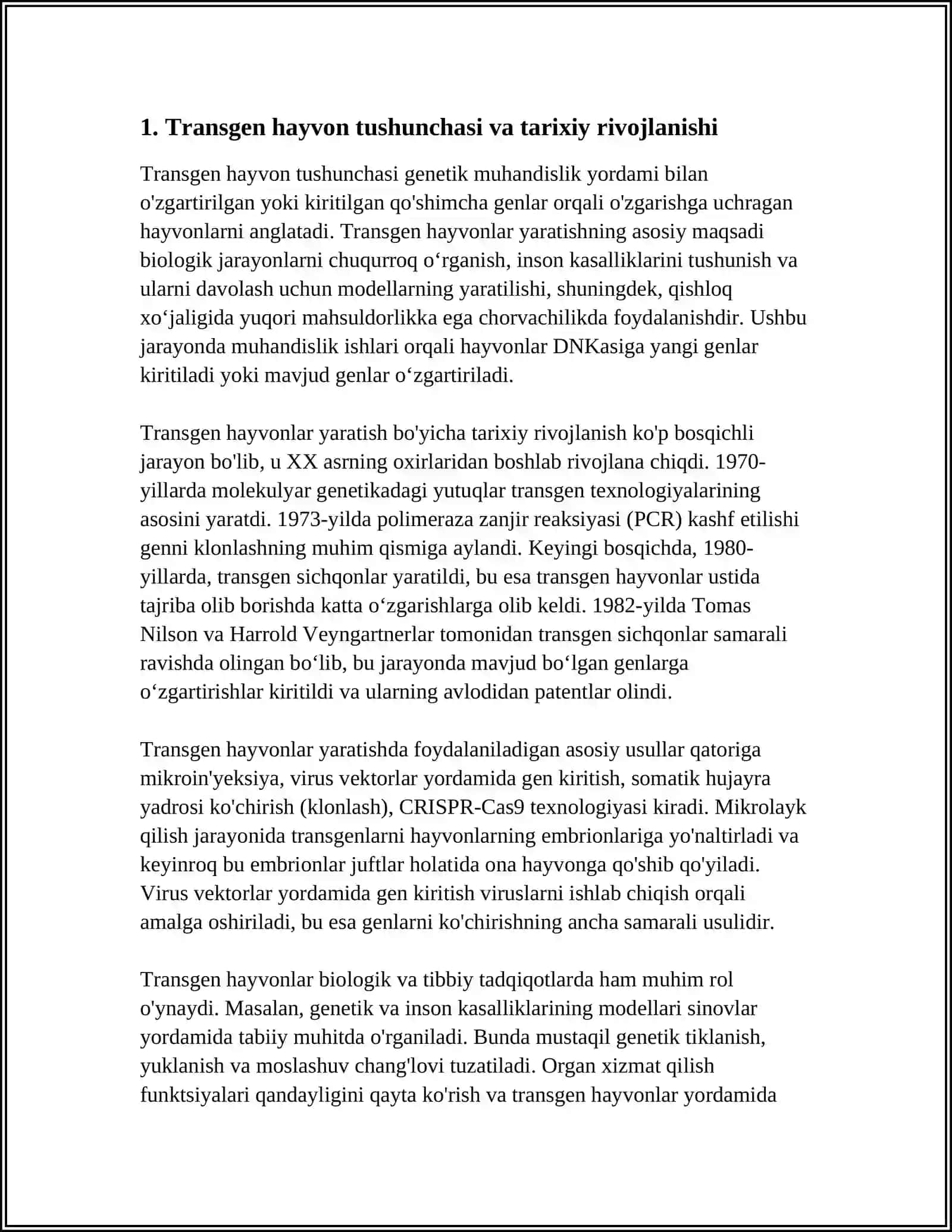 TRASGEN HAYVONLARNI YARATISH USULLARINI OʻRGANISH 3