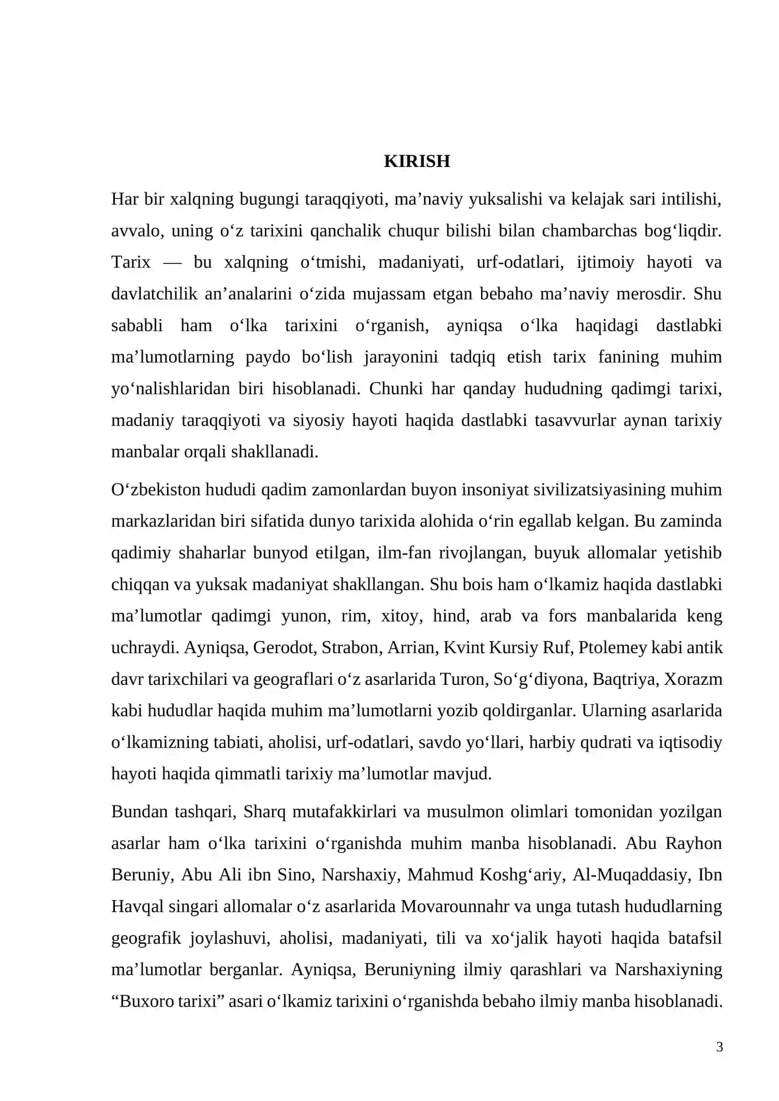 O‘LKAMIZ HAQIDAGI DASTLABKI MA’LUMOTLARNING PAYDO BO‘LISHI VA O‘LKA TARIXINI O‘RGANISHDAGI AHAMIYATI 3