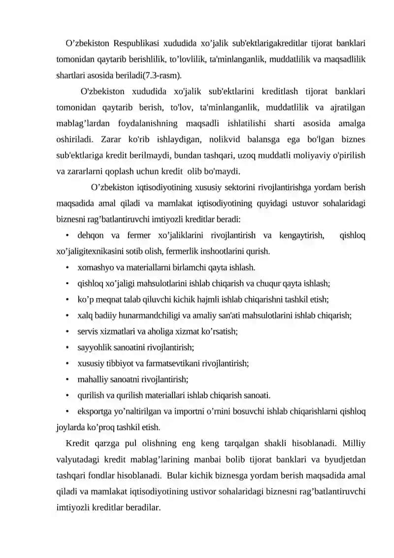Kreditning moliyaviy faoliyati va kredit bilan ta'minlash shakllari 3
