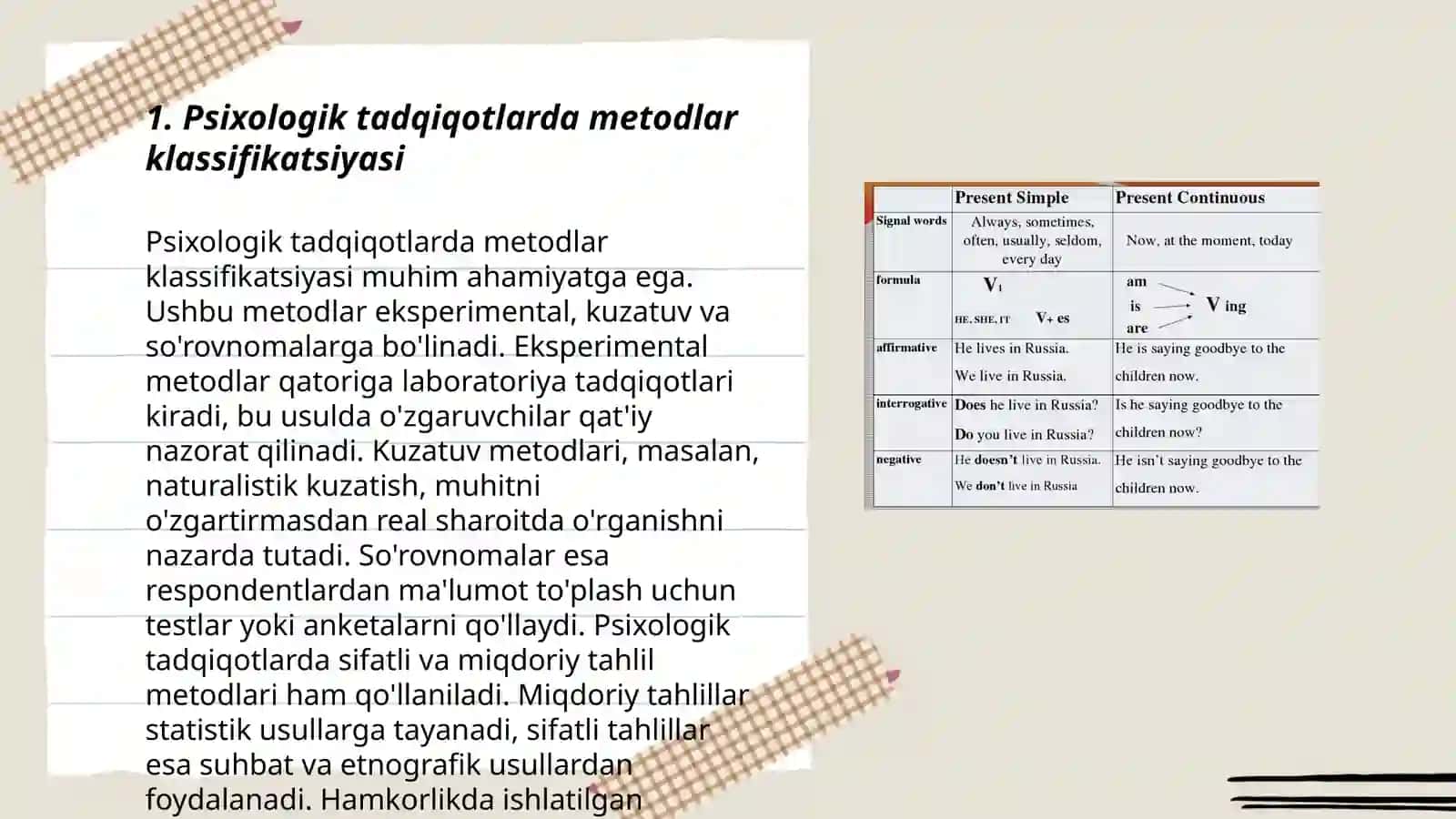 Psixologik tadqiqot metodlari klassifikatsiyasi va tadqiqotlarni tashkil etishga qo'yiladigan talablar 3