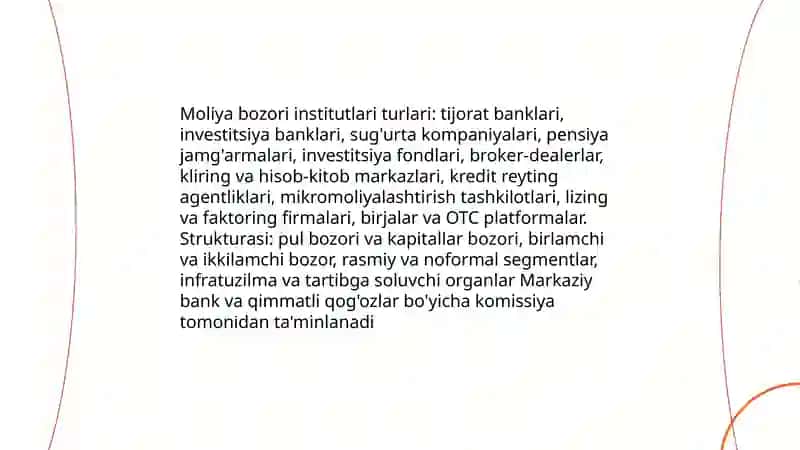 Moliya bozori institutlari, ularning faoliyati va roli 3