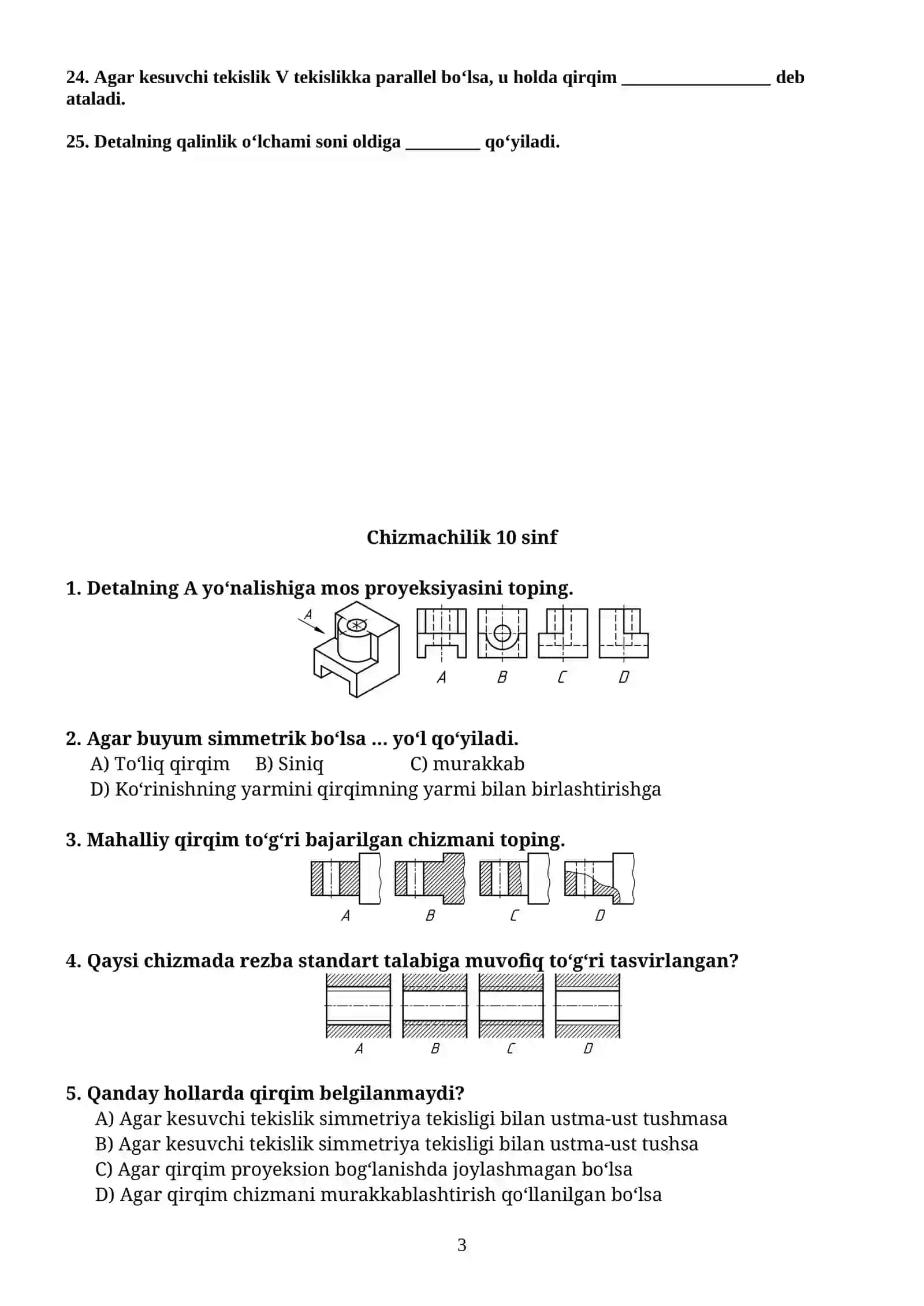 Chizmachilik 9 sinf 3