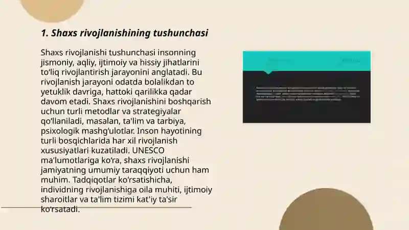 Shaxsning rivojlanishi haqida tushuncha 3