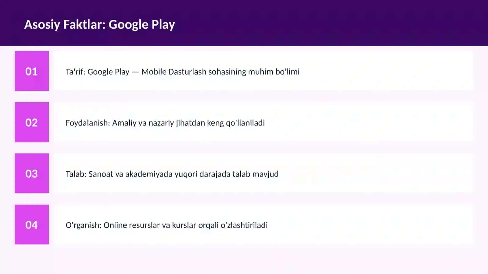Google Play — Mobile Dasturlash sohasining muhim bo'limi 3