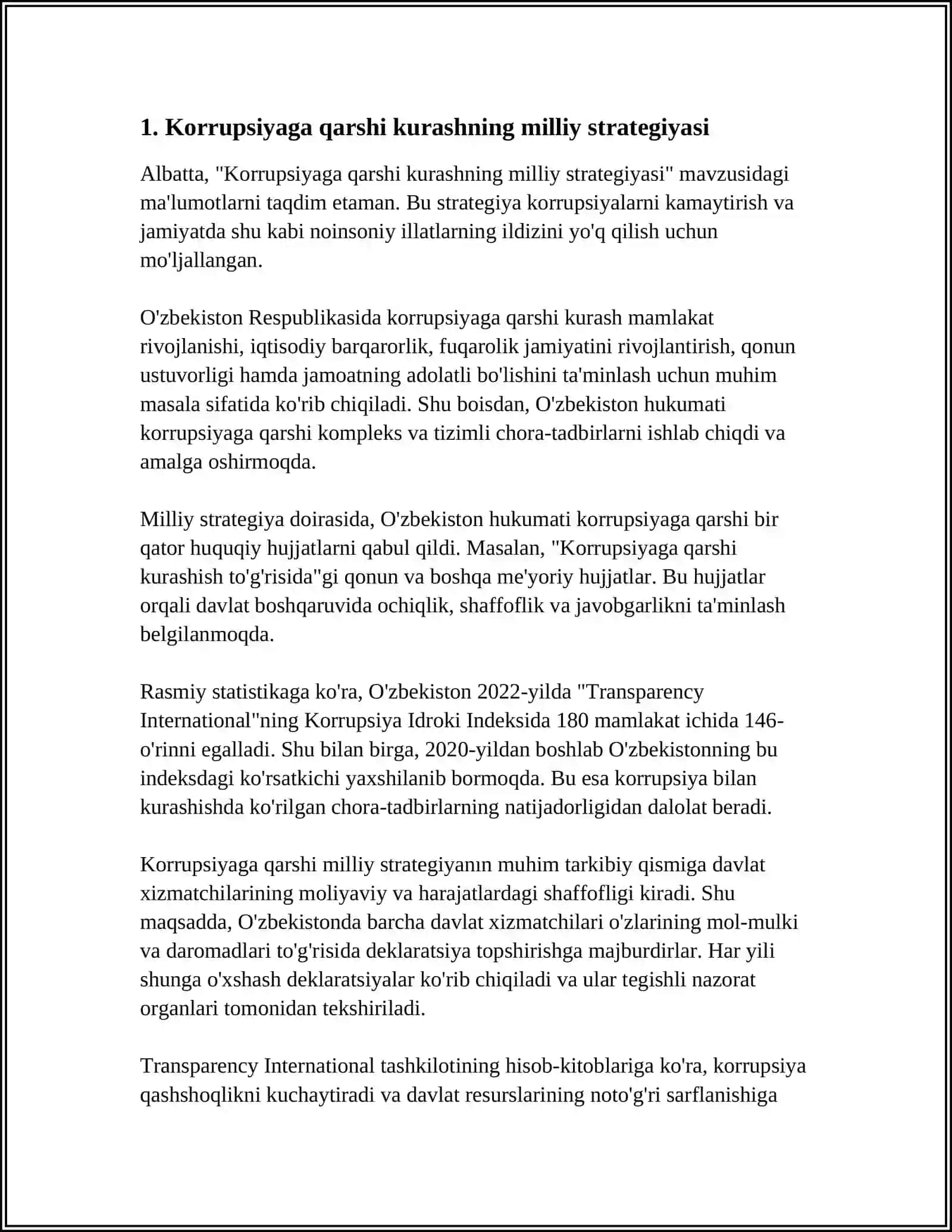 ÓZBEKISTONDA KARRUPSIYAGA OID QONUNLAR VA QARORLAR TASNIFI KORRUPSIYAGA QARSHI KURASHNING AHAMYATI 3