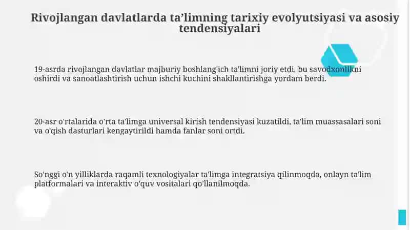 Rivojlangan davlatlarda ta’lim va tarbiyaning tarixiy rivoji va hozirgi holati 3