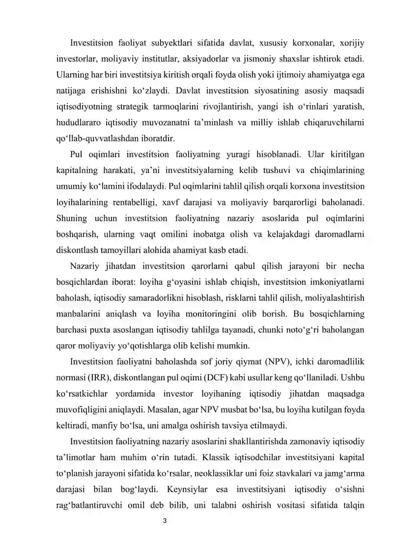 Investitsion faoliyatdagi pul oqimlari tahlili 3