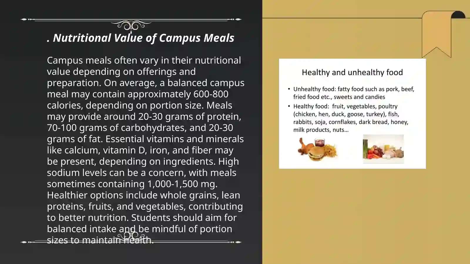 Nutritional Value of Campus Meals 3