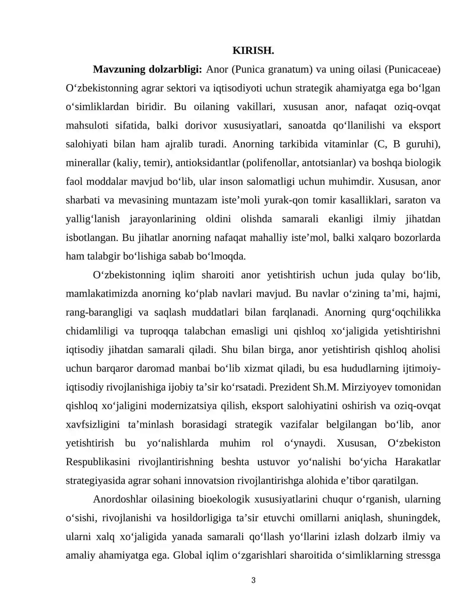 ANORDOSHLAR (PUNICACEAE) OILASINING BIOEKOLOGIK XUSUSIYATLARI VA XALQ XO‘JALIGIDAGI AHAMIYATI 3