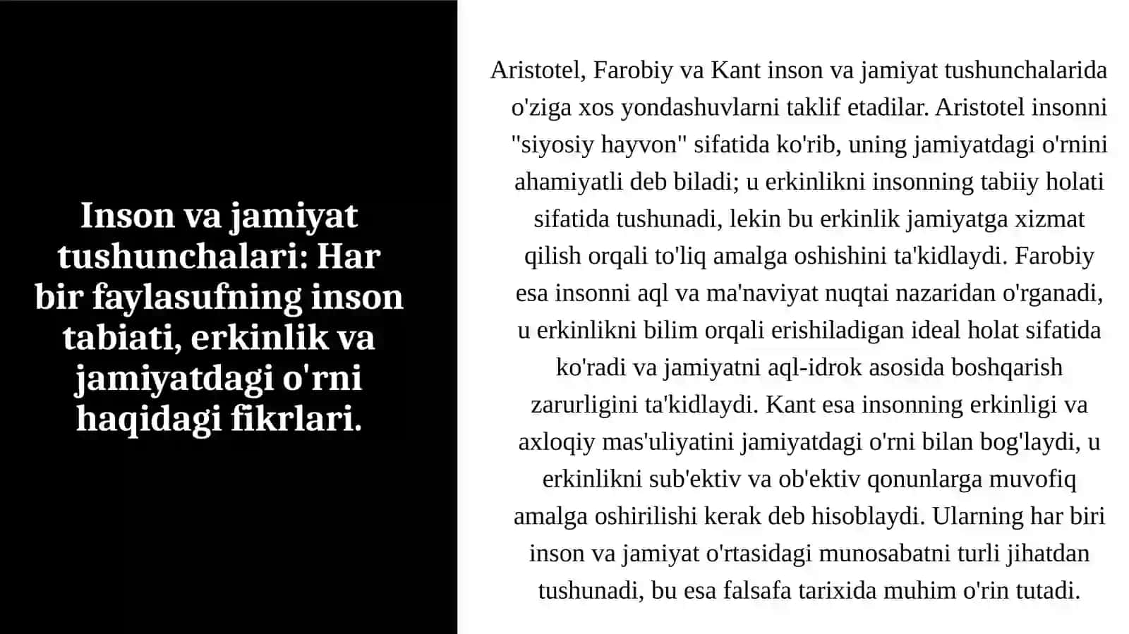 ARISTOTEL, FAROBIY VA KANT QARASHLARINING O’XSHASH VA FARQLI JIHATLARI 3