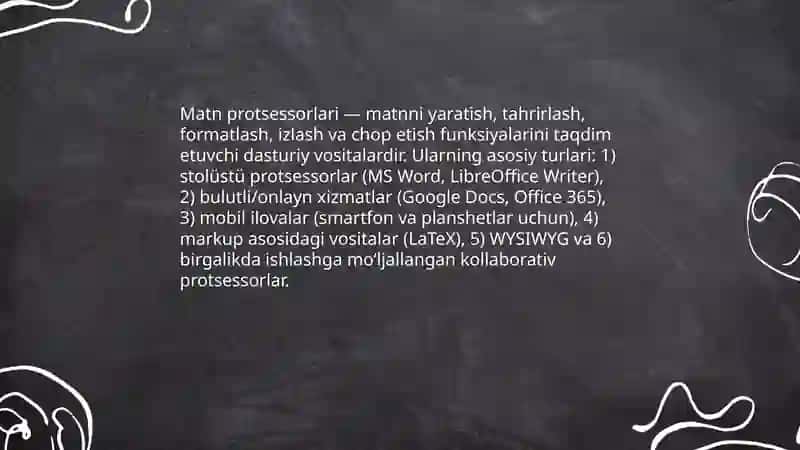 Matn protsessorlari va ularning taʼlimiy imkoniyatlari bilan tanishish 3