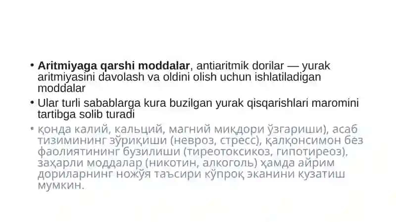 Aritmiyaga qarshi vositalar 3