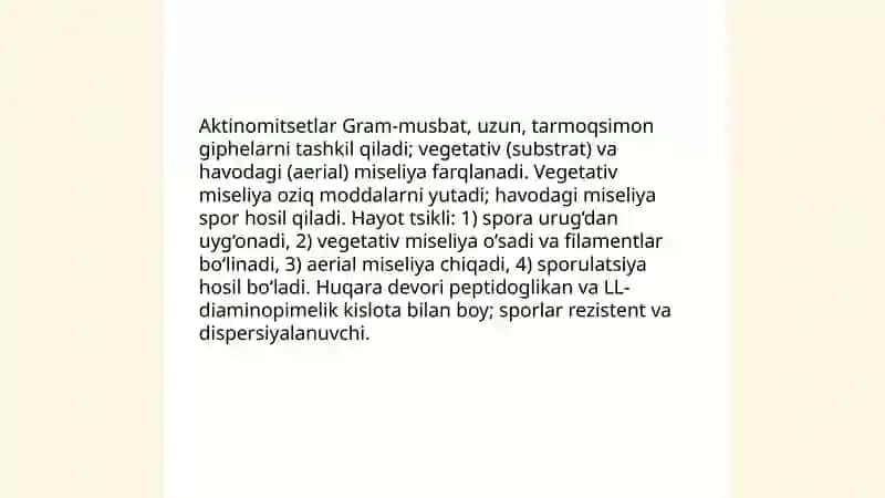 Aktinomitsetlar va ularga yaqin organizmlar 3