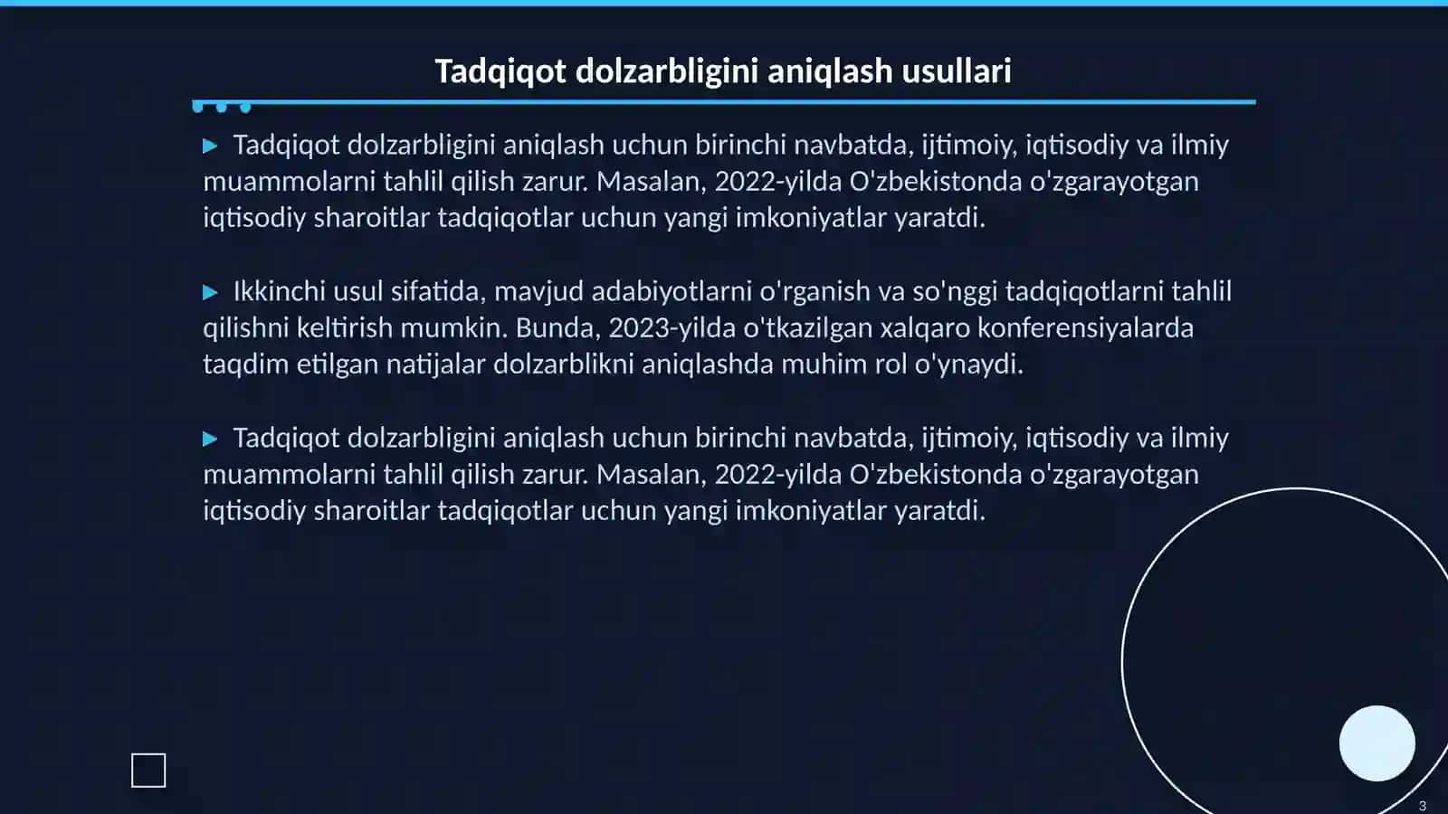 Tadqiqotning dolzarbligi, yangiligi va amaliy axamiyati 3