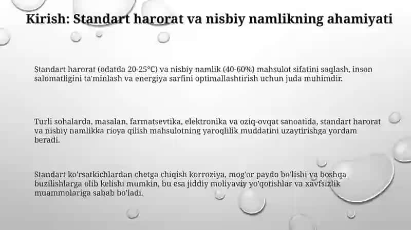 Havo harorati va nisbiy namlikning meʼyori 3