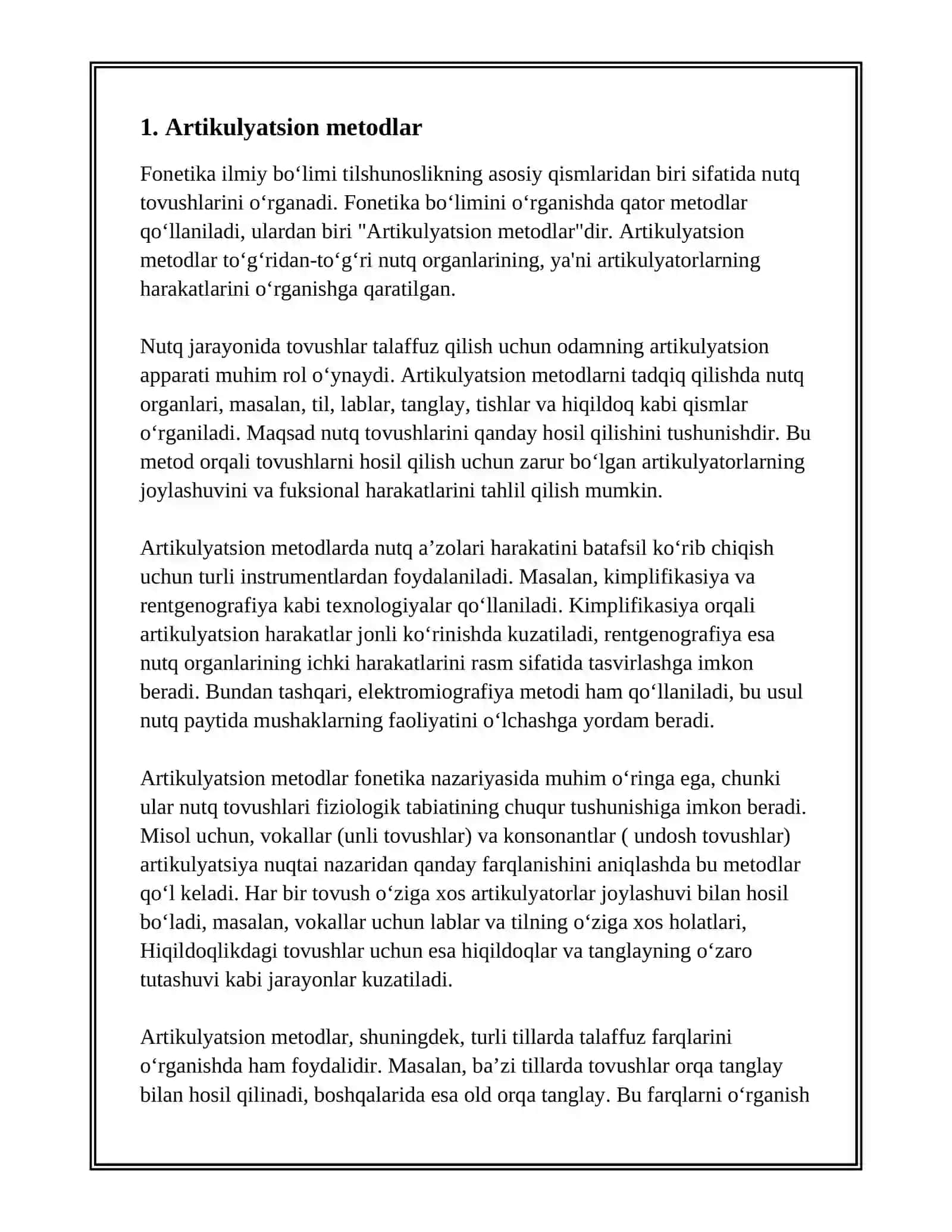 Fonetika boʻlimini oʻrganishda qo’llaniladigan metodlar 3