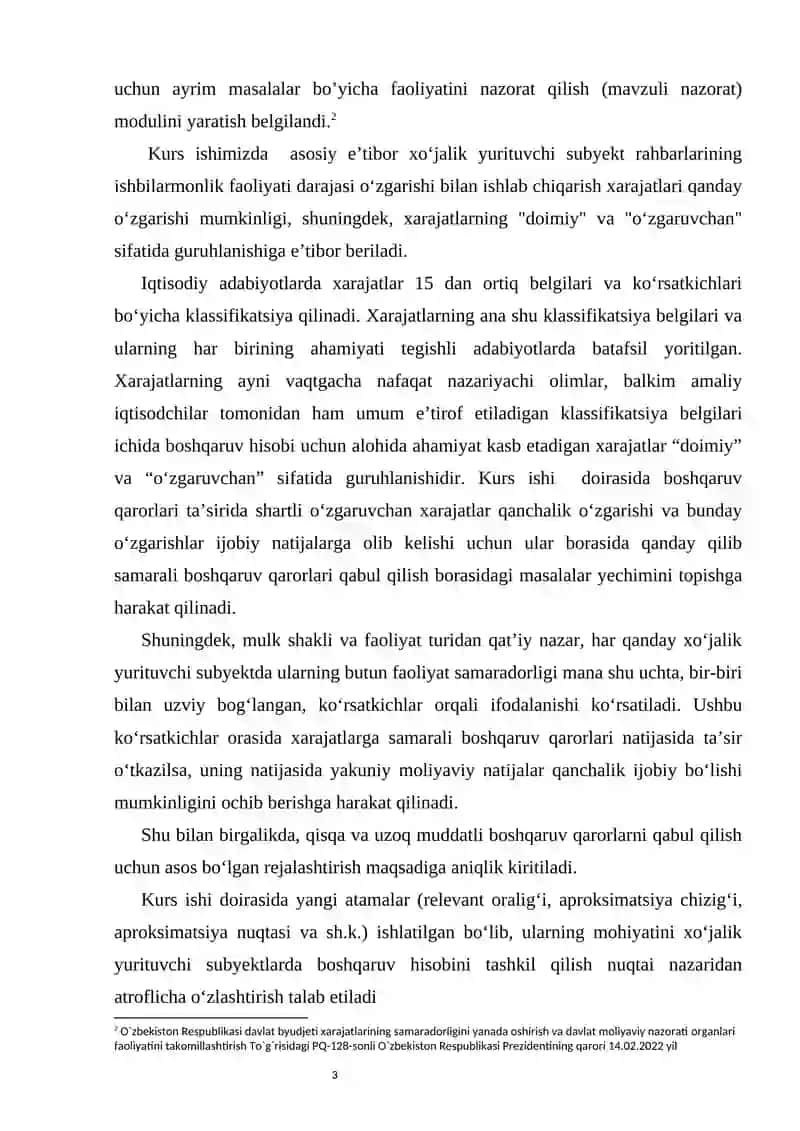 Xarajatlar haqida tushuncha va ularning turli xil belgilarga qarab turkumlanishi 3