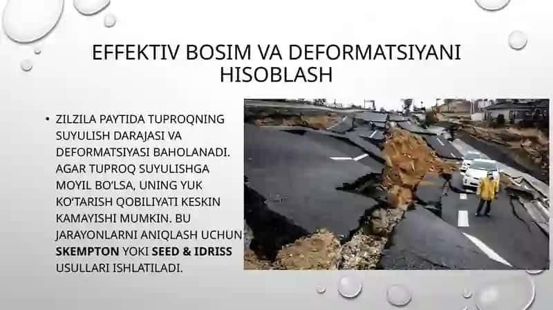 Zilzila kuchini nazarda tutib zaminning yuk ko‘tarish qobiliyatini  aniqlash 3